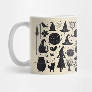 Witch accessories halloween silhouette design Mug